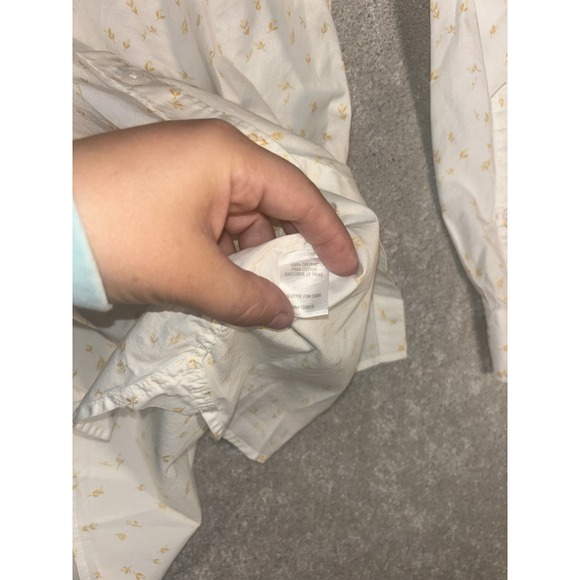 garnet hill white‎ button up foral blouse size 12 organic pima cotton - Picture 8 of 10